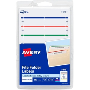 Avery File Folder Labels on 4″ x 6″ Sheets, Easy Peel, Assorted, Print & Handwrite, 2/3″ x 3-7/16″, 252 Labels (5215)(Assorted)