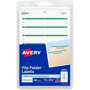 Avery File Folder Labels on 4″ x 6″ Sheets, Easy Peel, White/Green, Print or Write, 2/3″ x 3-7/16″, 252 Labels (5203)(One Size)