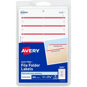 Avery File Folder Labels on 4″ x 6″ Sheets, Easy Peel, White/Red, Print & Handwrite, 2/3″ x 3-7/16″, 252 Labels (5201)(252 Count (Pack of 1))