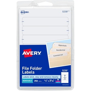 Avery File Folder Labels on 4″ x 6″ Sheets, Removable Adhesive, White, 2/3″ x 3-7/16″, 252 Labels (5230)