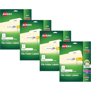 Avery File Folder Labels with TrueBlock Technology, Permanent Adhesive, 2/3″ x 3-7/16″, Laser/Inkjet, 150 Labels (08593)(One Size (Pack of 4))