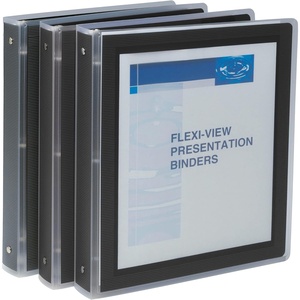 Avery Flexi-View 3 Ring Binder, 1 Inch Round Rings, 3 Black Binders (17686)