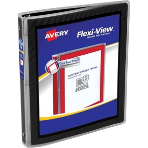 Avery Flexi-View 3 Ring Binder, 1/2 Inch Round Rings, 1 Black Binder (15767)(0)