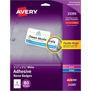 Avery Flexible Printable Name Badges, 2-1/3″ x 3-3/8″ Rectangle Labels, White, 5 Packs, 800 Removable Name Tag Stickers Total (8395)(One Size)