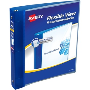 Avery Flexible View 3 Ring Binder, 1 Inch Round Rings, 1 Blue Binder (17675)(1 Count (Pack of 1))