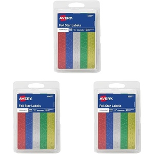 Avery Foil Star Labels, 1/2″, Assorted Colors, Non-Printable, 440 Star Stickers Total (6007)(One Size (Pack of 3))