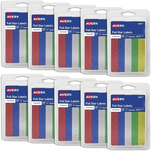 Avery Foil Star Labels, 1/2″, Assorted Colors, Non-Printable, 440 Star Stickers Total (6007)(Pack of 10)