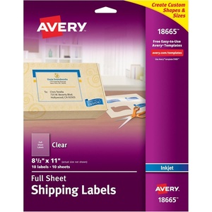 Avery Full Sheet Printable Shipping Labels, 8.5″ x 11″, Matte Clear, 10 Blank Mailing Labels (18665)(10 labels)