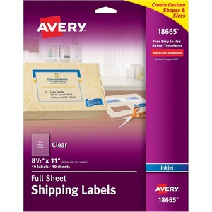 Avery Full Sheet Printable Shipping Labels, 8.5″ x 11″, Matte Clear, 10 Blank Mailing Labels (18665)(10 labels (Pack of 5))