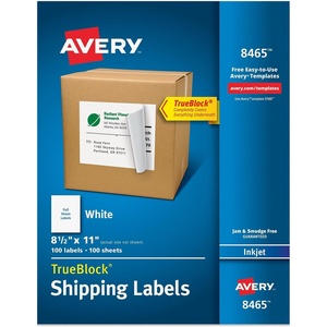 Avery Full-Sheet Printable Shipping Labels, 8.5″ x 11″ Customizable Stickers, White, 100 Blank Mailing Labels, Great for Mailing, Shipping, Organizing, and More (8465)(100 labels)