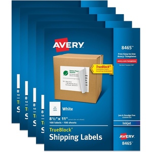 Avery Full-Sheet Printable Shipping Labels, 8.5″ x 11″ Customizable Stickers, White, 100 Blank Mailing Labels, Great for Mailing, Shipping, Organizing, and More (8465)(500 labels)