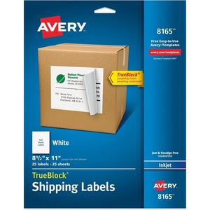 Avery Full-Sheet Printable Shipping Labels, 8.5″ x 11″ Customizable Stickers, White, 125 Blank Mailing Labels Total, Great for Mailing, Shipping, Organizing, and More (5-Pack of 8165)(25 labels)