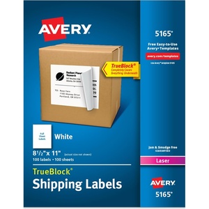 Avery Full-Sheet Printable Shipping Labels, 8.5″ x 11″ Customizable Stickers, White, 500 Blank Mailing Labels, Great for Mailing, Shipping, Organizing, and More (5-Pack of 5165)(Pack of 1)