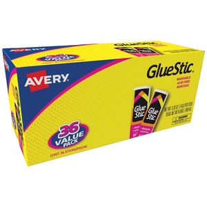 Avery Glue Stick Value Pack White, Washable, Nontoxic, 0.26 oz. Permanent Glue Stic, 36pk (98023)(36)