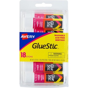 Avery Glue Stick White for Arts and Crafts, Washable, Nontoxic, 0.26 oz. Permanent Glue Stic, 18pk (98001)