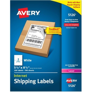 Avery Half-Sheet Printable Shipping Labels, 5.5″ x 8.5″ Customizable Stickers, White, 1,000 Blank Mailing Labels Total, Great for Mailing, Shipping, Organizing, and More (5-Pack of 5126)(5.5 in. x 8.5 in. (Pack of 5))