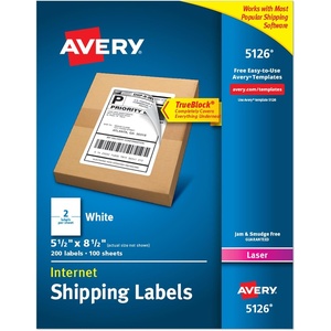Avery Half-Sheet Printable Shipping Labels, 5.5″ x 8.5″ Customizable Stickers, White, 1,000 Blank Mailing Labels Total, Great for Mailing, Shipping, Organizing, and More (5-Pack of 5126)(5.5 in. x 8.5 in.)