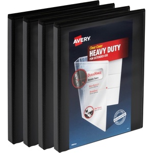 Avery Heavy Duty View 3 Ring Binder, 0.5″ One Touch Slant Ring, Holds 8.5″ x 11″ Paper, 4 Black Binders (79708)(0.5″)