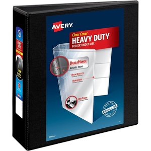 Avery Heavy Duty View 3 Ring Binder, 0.5″ One Touch Slant Ring, Holds 8.5″ x 11″ Paper, 4 Black Binders (79708)(3″)