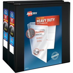Avery Heavy Duty View 3 Ring Binder, 0.5″ One Touch Slant Ring, Holds 8.5″ x 11″ Paper, 4 Black Binders (79708)(4″)