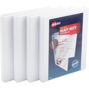 Avery Heavy Duty View 3 Ring Binder, 0.5″ One Touch Slant Ring, Holds 8.5″ x 11″ Paper, 4 White Binders (79709)