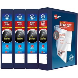 Avery Heavy Duty View 3 Ring Binder, 1.5″ One Touch Slant Ring, Holds 8.5″ x 11″ Paper, 4 Navy Blue Binders (79871)(Blue)