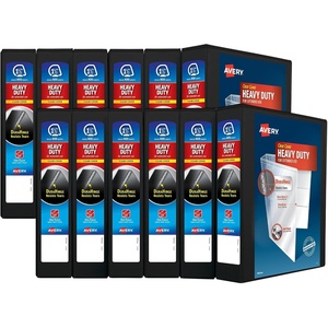 Avery Heavy-Duty 1.5 Inch Binders 3 Ring, View Binder, 1.5 Inch EZD Ring, Black, Sturdy (12-Pack of 79695)