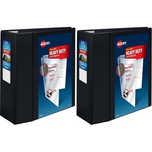 Avery Heavy-Duty 1.5 Inch Binders 3 Ring, View Binder, 1.5 Inch EZD Ring, Black, Sturdy (79695)(5″ (Pack of 2))