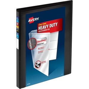 Avery Heavy-Duty View 3 Ring Binder, 0.5 Inch One Touch Slant Rings, 135-Sheet Capacity, DuraHinge, 0.7 Inch Wide Spine, Customizable Clear Cover and Spine, 1 Black Binder (79381)