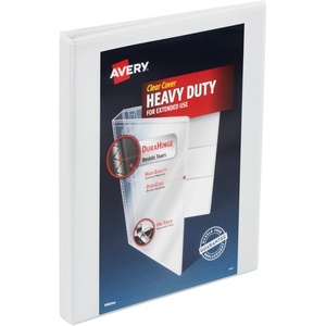 Avery Heavy-Duty View 3 Ring Binder, 1 Inch One Touch Slant Rings, 250-Sheet Capacity, DuraHinge, 1.4 Inch Wide Spine, Customizable Clear Cover and Spine, White Binder (12-Pack of 79799)(0.5″)