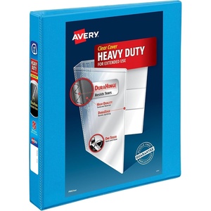 Avery Heavy-Duty View 3 Ring Binder, 1″ One Touch Slant Rings, Holds 8.5″ x 11″ Paper, 1 Light Blue Binder (05301)(Light Blue)