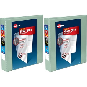 Avery Heavy-Duty View 3 Ring Binder, 1.5 Inch One Touch Slant Rings, 375-Sheet Capacity, DuraHinge, 2.1 Inch Wide Spine, Customizable Clear Cover and Spine, 1 Pastel Sage Green Binder (79819)(0 (Pack of 2))