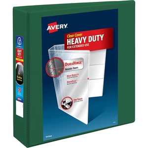 Avery Heavy-Duty View 3 Ring Binder, 2 Inch One Touch EZD Rings, 540-Sheet Capacity, 2.8 Inch Wide Spine, Customizable Clear Cover and Spine, 1 Green Binder (79683)(0)
