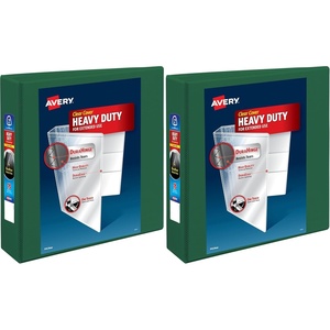 Avery Heavy-Duty View 3 Ring Binder, 2 Inch One Touch EZD Rings, 540-Sheet Capacity, 2.8 Inch Wide Spine, Customizable Clear Cover and Spine, 1 Green Binder (79683)(2″ (Pack of 2))