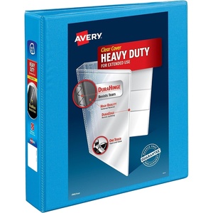 Avery Heavy-Duty View 3 Ring Binder, 2″ One Touch Slant Rings, 2.8 Inch Wide Spine, Customizable Clear Cover, Ideal for School, Office, and Home Organization, 1 Light Blue Binder (05501)(1.5″ (Pack of 12))
