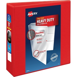 Avery Heavy-Duty View 3 Ring Binder, 3 Inch One Touch EZD Rings, 3.5 Inch Spine, 1 Red Binder (79325)