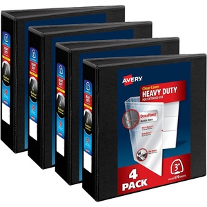 Avery Heavy-Duty View 3 Ring Binder, 3 Inch One Touch EZD Rings, 670-Sheet Capacity, 3.5 Inch Wide Spine (4-Pack of 79693)