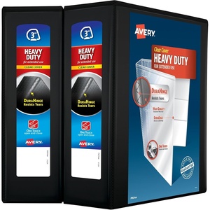 Avery Heavy-Duty View 3 Ring Binder, 3″ One Touch Slant Rings, Holds 8.5″ x 11″ Paper, 2 Black Binders (79873)