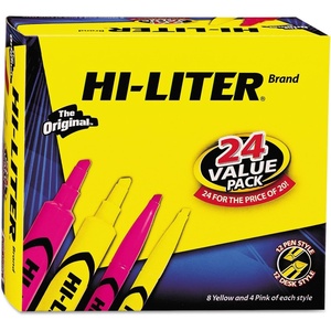 Avery Hi-Liter Desk/Pen-Style Combo Pack, Smear Safe Ink, Chisel Tip, 24 Assorted Color Highlighters (29862)