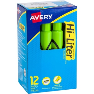 Avery Hi-Liter Desk-Style Highlighters, Smear Safe Ink, Chisel Tip, 12 Fluorescent Green Highlighters (24020)(Fluorescent Green)