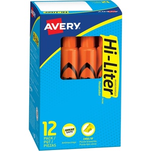 Avery Hi-Liter Desk-Style Highlighters, Smear Safe Ink, Chisel Tip, 12 Fluorescent Orange Highlighters (24050)(1 Count (Pack of 1))