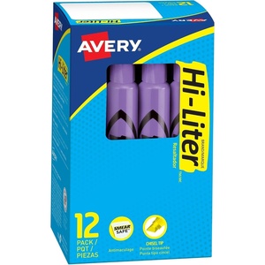 Avery Hi-Liter Desk-Style Highlighters, Smear Safe Ink, Chisel Tip, 12 Fluorescent Purple Highlighters (24060)(12 Count (Pack of 12))