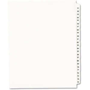 Avery Legal Exhibit Binder Dividers, Preprinted 51-75 Side Tabs, Unpunched Letter Size, 1 Collated Set, 4 Sets per Pack (01332)(1 Set)