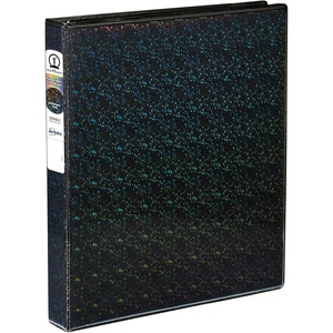 Avery Luxe Collection Durable Holographic 3 Ring Binder, Customizable View Cover, 1 Inch Round Rings, 1 Holographic Violet Binder (03226)(Black)