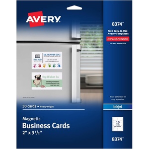 Avery Magnetic Printable Business Cards, 2″ x 3.5″, Matte White, 30 Blank Cards for Inkjet Printers (08374)(2 x 3-1/2 Inches)
