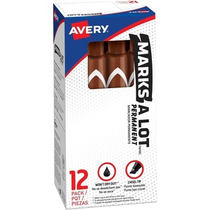 Avery Marks-A-Lot Permanent Markers, Large Desk-Style Size, Chisel Tip, Water and Wear Resistant, 12 Brown Markers (08881)(12 Count (Pack of 12))