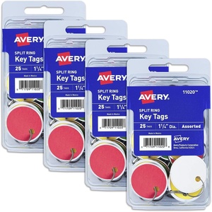 Avery Metal Rim Key Tags, 1.25″ Diameter Tag, Metal Split Ring, Assorted Colors, 25 Tags (11020)(100 tags)