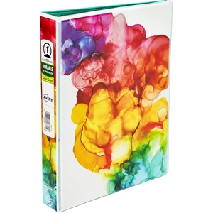 Avery Mini 3 Ring Binder, Holds 5.5″ x 8.5″ Paper, 1″ Round Rings, 175-Sheet Capacity, 1.4 Inch Wide Spine, Rainbow Inkblot Design, Great for Home, Office, School Supplies, and More (18714)