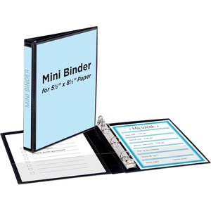 Avery Mini Durable View 3 Ring Binder, Holds 5.5″ x 8.5″ Paper, 0.5″ Round Rings, 100-Sheet Capacity, 0.7 Inch Wide Spine, 1 Black Binder, Great for Home, School Supplies, Office, and More (27725)(Black)