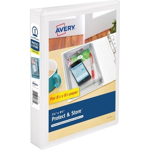 Avery Mini Durable View Protect & Store 3 Ring Binder, Holds 5.5″ x 8.5″ Paper, 1″ Round Rings, 175-Sheet Capacity, 1.4 Inch Wide Spine, Includes Fully Enclosed Pocket, 1 White Binder (23011)(1″ (Pack of 12))